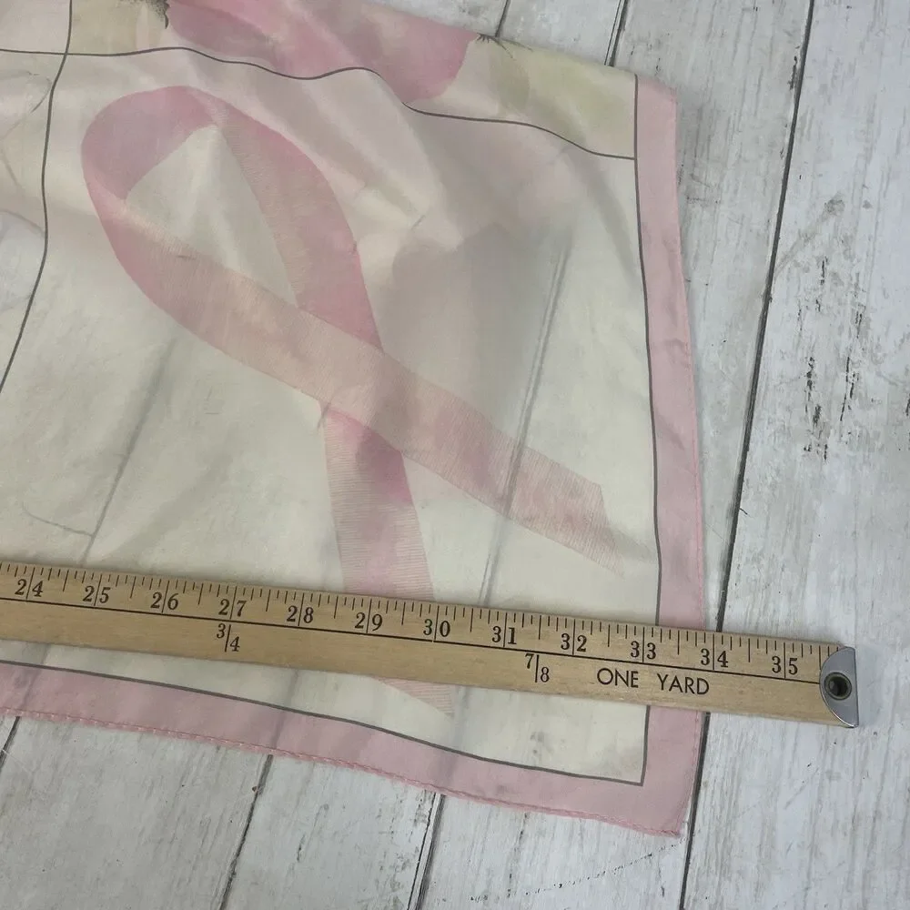 Accessory Street 100% Silk Scarf Pink Floral Butterfly Breast Cancer Awareness